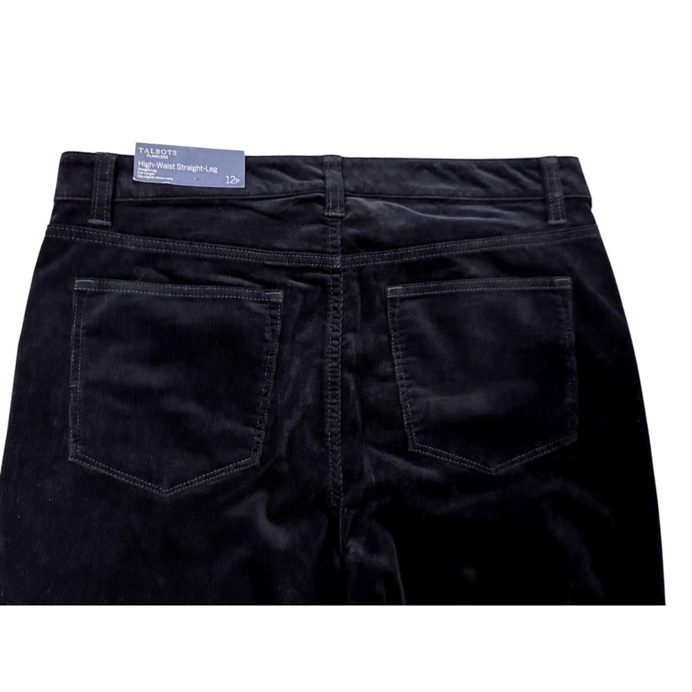 Talbots Corduroy Pants Womens 12P Navy Flawless High-Waist Straight-Leg NWT - Picture 6 of 7
